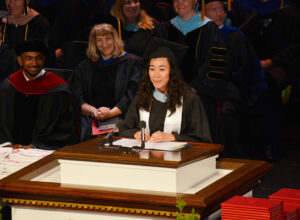 Grace Law speaks at graduation