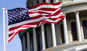 US flag over Capitol Building