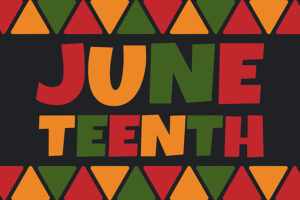 Juneteenth - simple banner with colorful lettering for Juneteenth celebration in USA.