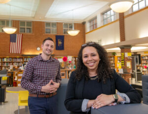 Scott and Grace in the Solanco High School library.