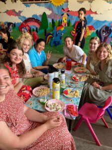 The Thailand Journey Team enjoys lunch after church. 