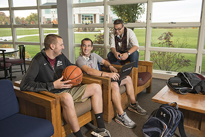 Students studying and socializing.