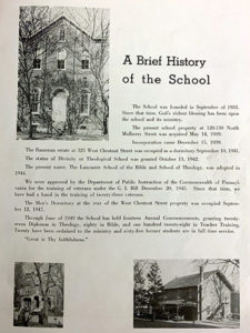 This page is found in the first-ever college yearbook and provides a quick history of the school.