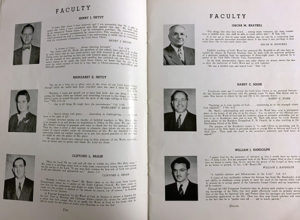 This photo shows some of the 1951 faculty, including President and college founder Henry J. Hedyt, as well as future president William J. Randolph.