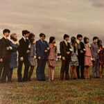 The 1972 Homecoming Court is pictured on an overcast, breezy fall day. Sandy Love was named Homecoming Queen during the weekend festivities.