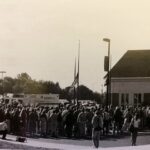 On the one-year anniversary of the Sept. 11, 2001 attacks, the LBC | Capital community gathered around a half-mast American flag outside of the chapel to hold a prayer vigil and honor the victims and heroes of that day.