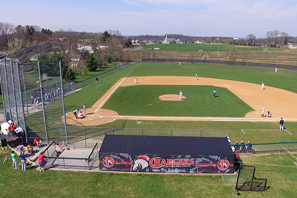 Aerial of the baseball field