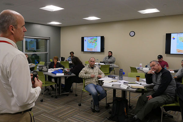 Front view of a classroom in Charles Frey Academic Center