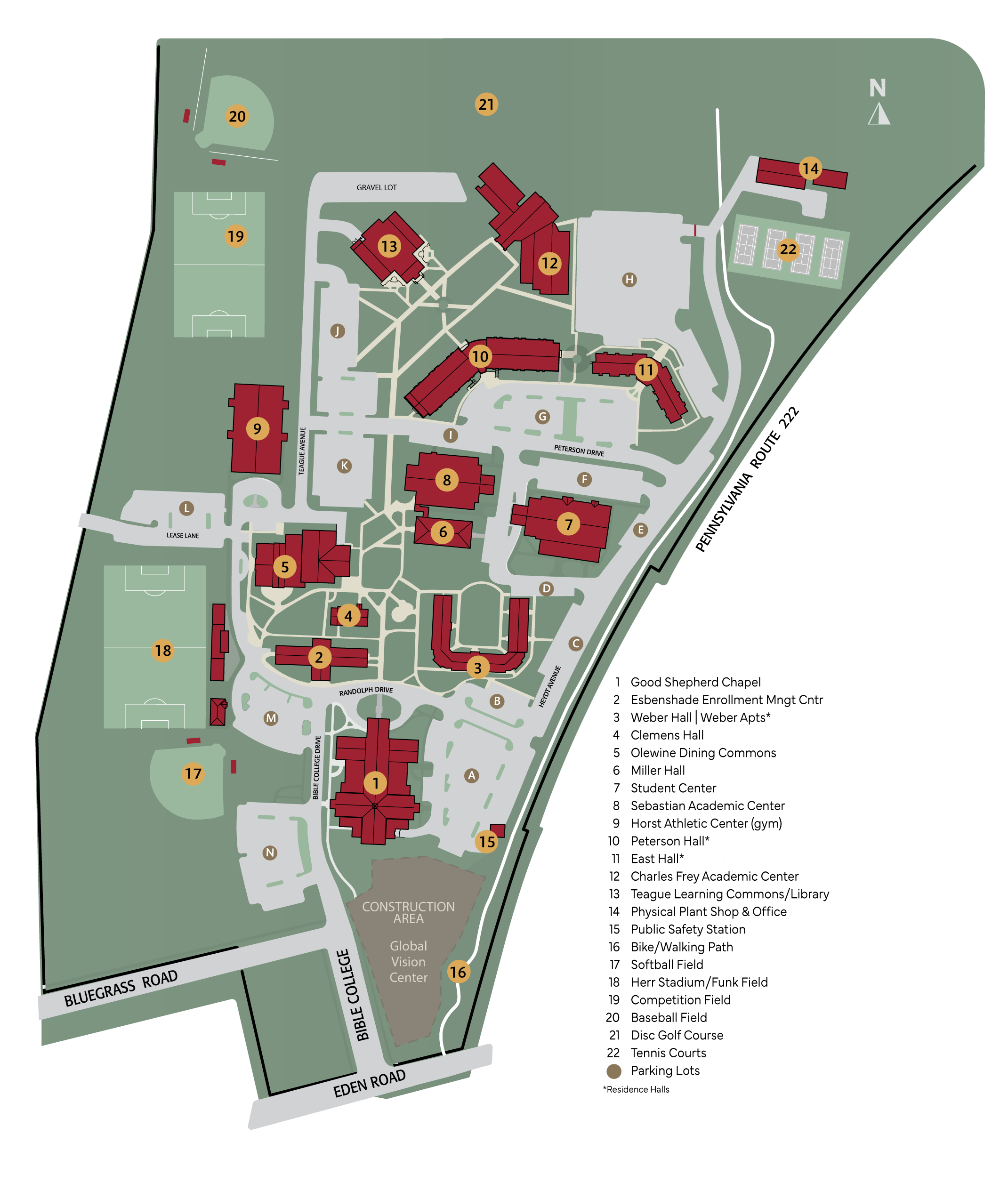 LBC Lancaster campus map.